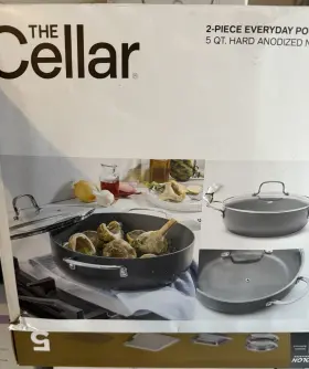 The Cellar 100147806200 Premium Nonstick Hard Anodized Evryday Pan With Lid 5 Qt