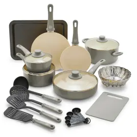 Cc001891-001 The Cookware Company Greenlife 18-piece Gray Ceramic Non-stick Set Dishwasher Safe