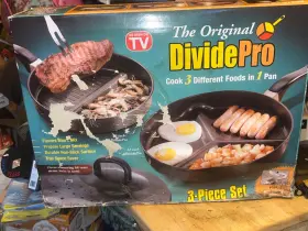 The Original Divide Pro 682676300006 New 10 Inch 12 Non-stick Skillet Frying Pans Set Lid Slicer