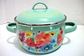 3112-joc The Pioneer Woman Women Breezy Blossom Enamel On Steel 1.05 Quart 1l Dutch Oven With Lid
