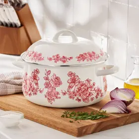 The Pioneer Woman 726084962330 Agatha 6.4-quart Enamel On Steel Dutch Oven With Lid Red
