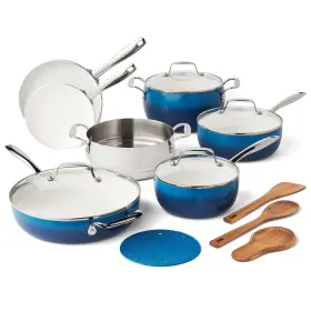 Pw5602800358168 The Pioneer Woman Harlow 15-piece Cookware Set Ceramic Non-stick