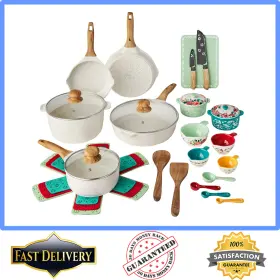 Pwa402795514470 The Pioneer Woman Prairie Signature 30-piece Cast Aluminum Cookware Set Linen S