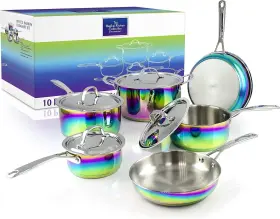 The Sneaky Chef 860006678302 Magical Kitchen Collection - Iridescent Rainbow Cookware Set Premium Heavy