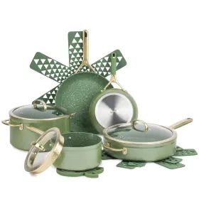 Tt0462r Thyme & Table And Supreme 12-piece Cookware Set Non-stick - Olive