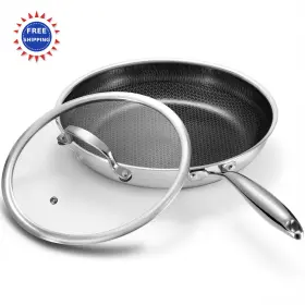 Pan-8n Tibbicc 850077944079 Pan 8 Inch Stainless Steel Hybrid Nonstick With Lid Frying Skillet Stay-cooling