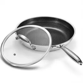 Tb-frypan-12in Tibbicc 850077944093 Non Stick Frying Pan 12 Inch With Lid In/glass Stainless Steel