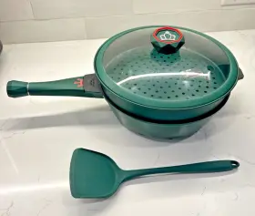 Tiborang 710917956504 8 In 1 Multipurpose 11 Inch 5 Quart Frying Pans Nonstick With Lid Steam
