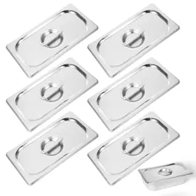Am556041 Tolare 6 Pack 1/3 Size Hotel Pan Cover Steam Table Lids With Handle Stainless Stee