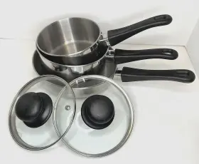 11198 Tools Of The Trade Basics Stainless Steel Cookware Lot With Black Handles 5 Pc