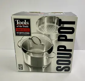 Tools Of The Trade 766360041861 Boxed 3 Piece Stainless Steel 4 Quart Soup Pot And Steamer