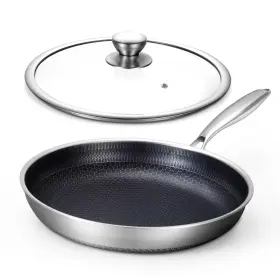 66081285 Toutrop Non Stick Frying Pans Hybrid 12 Inch R Black Silver