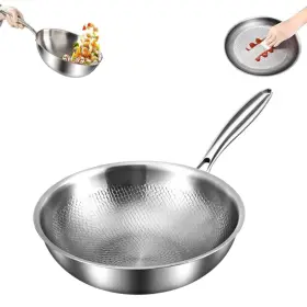 Nolid-1023in-66476474 Toutrop Titanium Hammered Pan Pro With Lid Durable 10.23in No