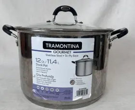 Tramontina 016017014022 Gourmet Induction 12 Quart Covered Stock Pot - With Lid Stainless Steel