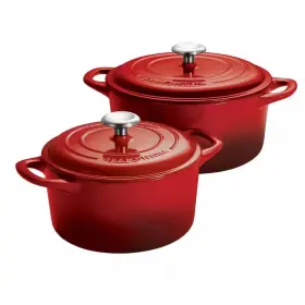 Tramontina 016017163386 Enameled Cast Iron Dutch Ovens Red 2 Pack - 3.5 Quart And 5.5qt