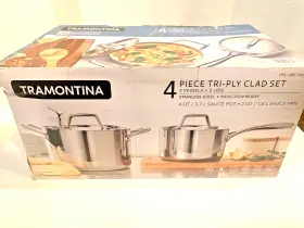 1819664 Tramontina 016017169371 4-piece Tri-ply Clad Stainless Steel Pan Set Cookware Sets