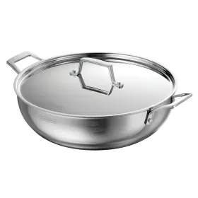 Tramontina 016017171879 Utsava 6-quart Tri-ply Clad Stainless Steel Kadai With Lid Kadhai Pot For Inch
