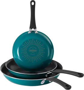 110ds Tramontina 3 Pk Porcelain Enamel Fry Pans - Teal