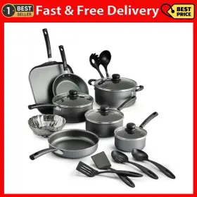 Tramontina 313030023063 18pc Nonstick Cookware Set Dishwasher Safe Aluminum Stay-cool Handles Glass Lids