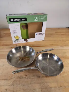Tramontina 313090773748 2 Piece - Stainless Steel Frying Pan Skillet Set 10 Inch 12 Tri-ply Clad