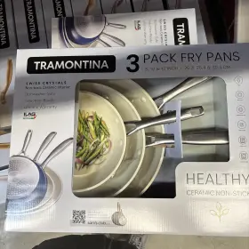 80110 Tramontina 80110/012 3-pack Fry Pans 8 Inch 10 And 12 Cold-forged With Ceramic Interior