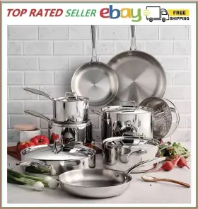 045ds Tramontina 80116/045ds Tri-ply Clad 14 Pc Cookware Set 18/10 Stainless Steel Induction Ready