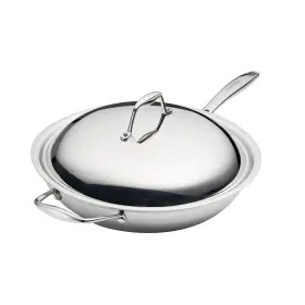 Tramontina 80116/046ds Signature Triply Clad Stainless Steel 12.5inch Wok With Lid Inductionready