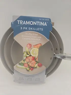 80116 Tramontina 80116/205 3-piece Tri-ply Clad Ceramic Nonstick Skillet Set 8 Inch 10 12 Stainl