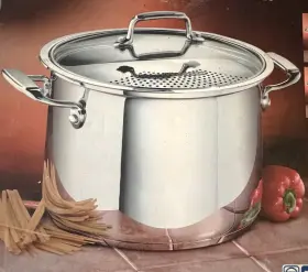 80117 Tramontina 80117/501 3-piece 8 Quart Stainless Steel Pasta Cooker With Locking Strainer Lid 80117 Tramontina 80117/501 3-piece 8 Quart Stainless Steel Pasta Cooker With Locking Strainer Lid