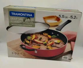 80124 Tramontina 80124/005 Deep Saute Pan 5.5 Quart 5.2 Liter Frying Aluminum Nonstick No Pfoa