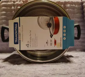 80126 Tramontina 80126/526 Nwt 4 Quart Nonstick Pan With Steamer And Lid 3pc Everyday Set Brazil