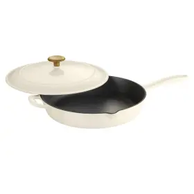 082ds Tramontina 80131/082ds Gourmet 12 Inch Enameled Cast Iron Skillet In Latte With Lid