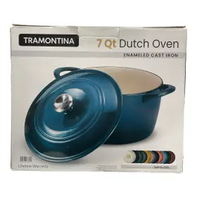 136ds Tramontina 80131/136ds Enameled Cast Iron Covered Round Dutch Oven 7 Quart Peacock