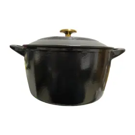 230ds Tramontina 80131/230ds Enamel Coated Cast Iron Round Dutch Oven 7 Quart Black