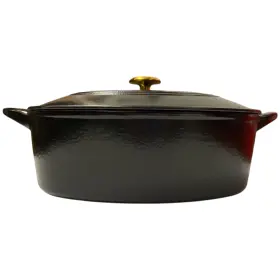 505ds Tramontina 80131/505ds 7 Quart Enameled Cast Iron Oval Dutch Oven Black/gold