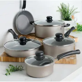 80143 Tramontina 80143/040 9-piece Ceramic Cookware Set Champagne
