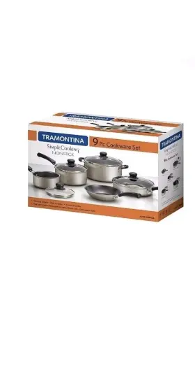 80143 Tramontina 80143/074 Non-stick Cookware Pan Set Champagne Tramonita 9 Pieces Fry Brand New