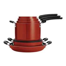 042ds Tramontina 80156/042ds Nesting Cookware Set Aluminum Nonstick Oven Safe In Red -11-piece