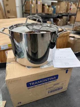 83116 Tramontina 83116/023 8 Quart Covered Stock Pot Triply Clad Stainless Steel Brand New