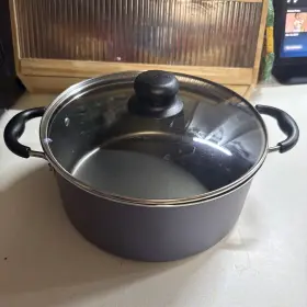 C0725 Tramontina Blue Non-stick 4-quart Glass Lid Covered Stock Pot-nwt