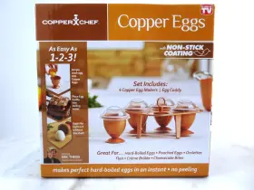 Tristar Products 752356823658 Copper Chef Eggs 4 Egg Makers With Caddy Non-stick Set Orig Box