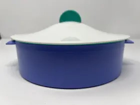 3066a-3 Tupperware Micro Steamer #3066 3 Piece Vegetable Cooker Blue Vintage