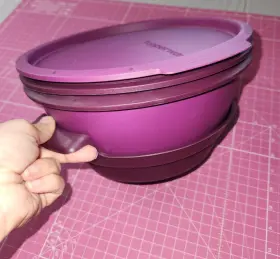 6504-6509-6988-7512 Tupperware Purple 4pc Smart Steamer Microwave Multi Cooker