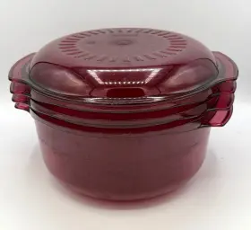 801-24 Tupperware Microwave Stack Cooker 4-pc Set Nesting Bowls Vented Lid Made In Usa