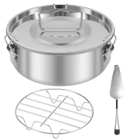 Tybxjun 946474915430 Flan Mold With Lid Spatula And Steam Rack Stainless Steel Pan 1.5 Quart