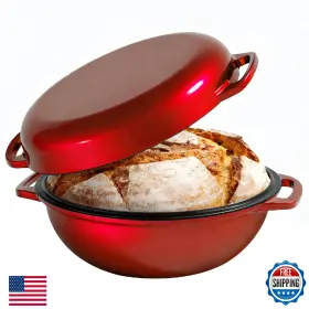 B0fdvgz7bn Tydanix 2-in-1 Multifunctional Enameled Cast Iron Dutch Oven 6 Quart Loaf Pan With Dual Han