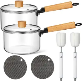 Ggn-uiifan-243 Uiifan 2 Sets Glass Pot For Cooking On Stove Kitchen Cookware Clear Cookin