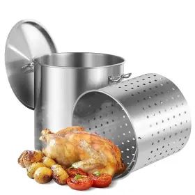 Uimoso Syjhtg84qtljkkaql 84 Quart Stainless Steel Cooking Pot With Basket Lid And Handles
