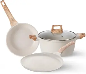 Umetre 726084495616 Pots And Pans Set White Nonstick Induction Cookware Sets With Stay-cool Handles