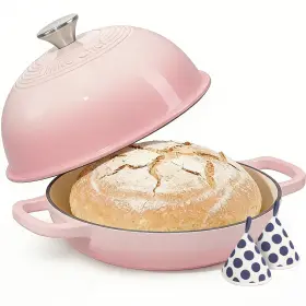 Mbflg001-mbflg0100 Umite Chef Cast Iron Dutch Oven Pot With Lid Round Bread For Sourdough 6qt Pink Mbflg001-mbflg0100 Umite Chef Cast Iron Dutch Oven Pot With Lid Round Bread For Sourdough 6qt Pink